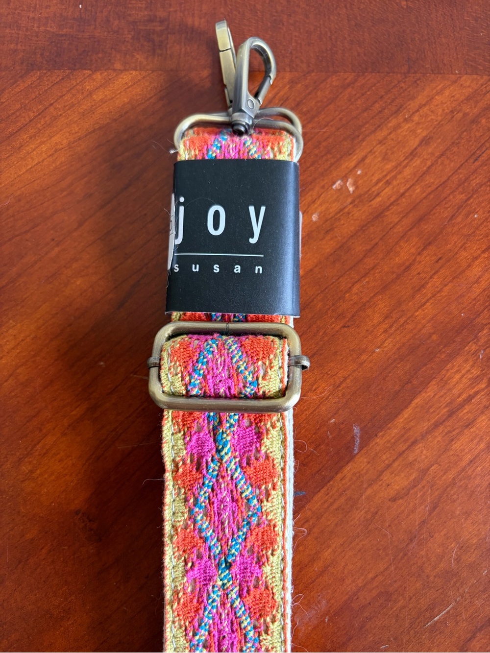 Joy Susan Bright Orange and Pink Woven Bag Strap